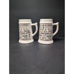 Cheers Around The World Stein Set, Vintage Beer‎ Mugs, Ceramic Steins, Barware